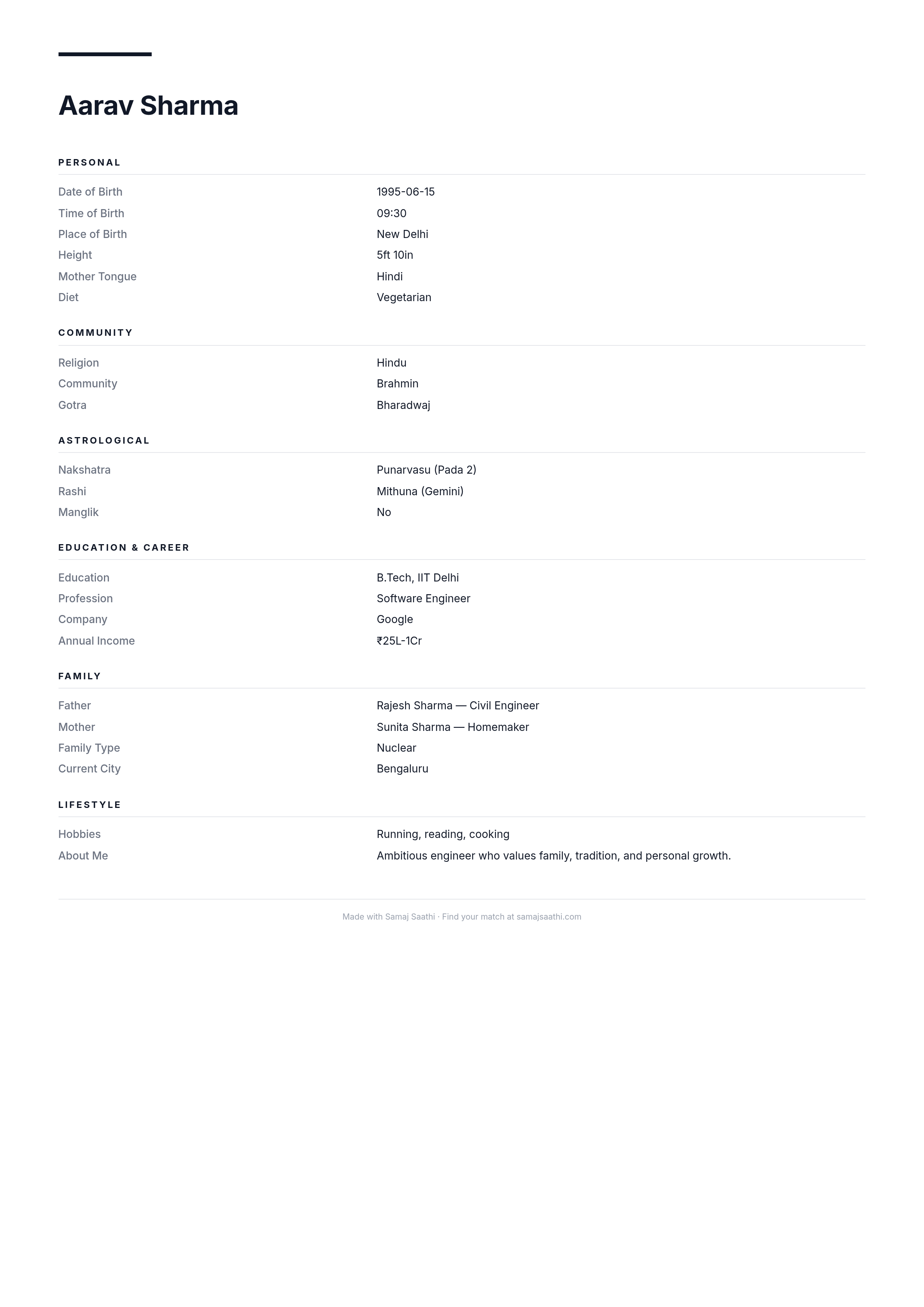 Minimalist White biodata template preview